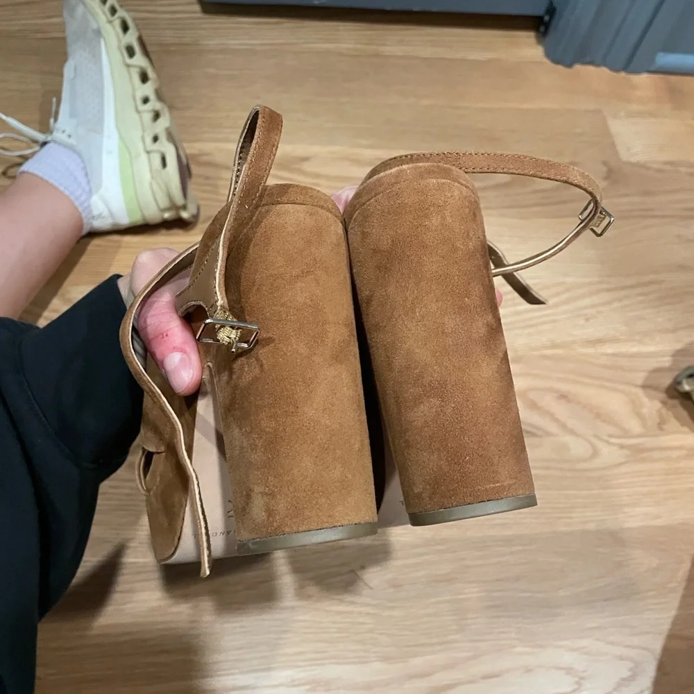 Loeffler Randall Brown Suede Platform Sandals with Ankle Strap - Picture 6 of 6